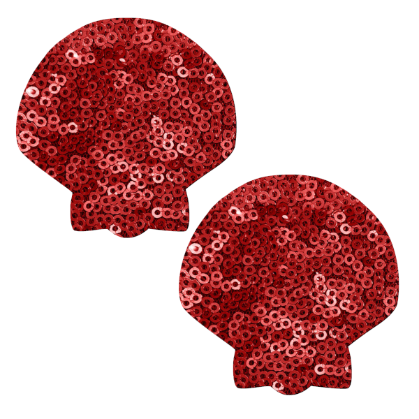 Sequin Seashell PastiesRed Small